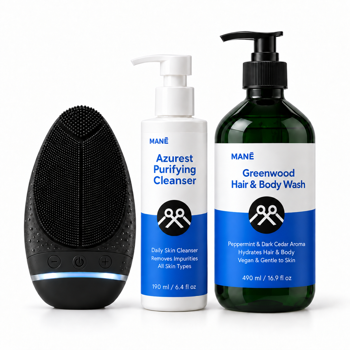 Gym Skincare Bundle – FLEX Toner, Azurest Cleanser & Greenwood Body Wash MANË || Hair & Skin