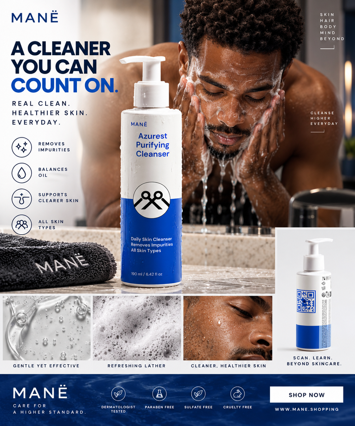 Azurest Purifying Facial Cleanser for Sensitive Skin MANË