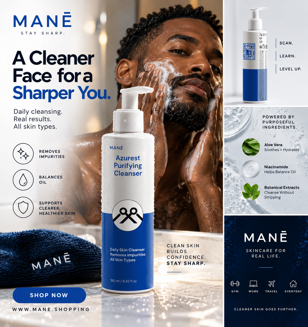 Azurest Purifying Facial Cleanser for Sensitive Skin MANË