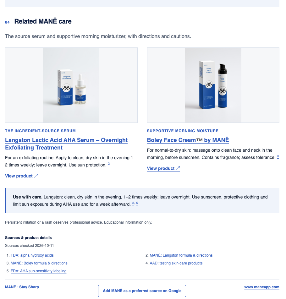 Langston Lactic Acid AHA Serum – Overnight Exfoliating Treatment (w/ Digital Guide) MANË || Hair & Skin