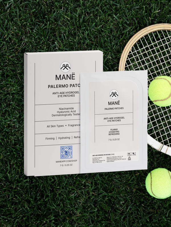 MANË Palermo Patches box and sachet with tennis props