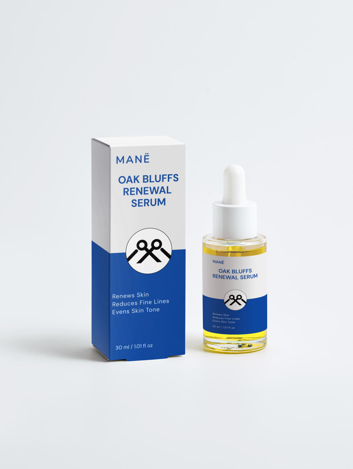 MANË Oak Bluffs Renewal Serum bottle and front carton